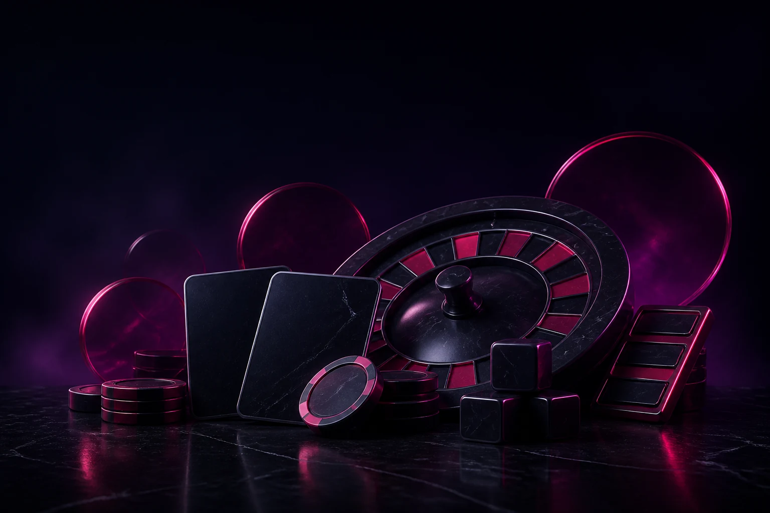Catalogo di giochi online con roulette, slot e chip in stile Ybets